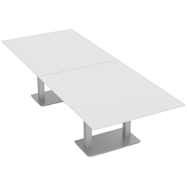 Rectangle 10 Person Conference Room Table, 48" W, 10 ft L, 29" H, White